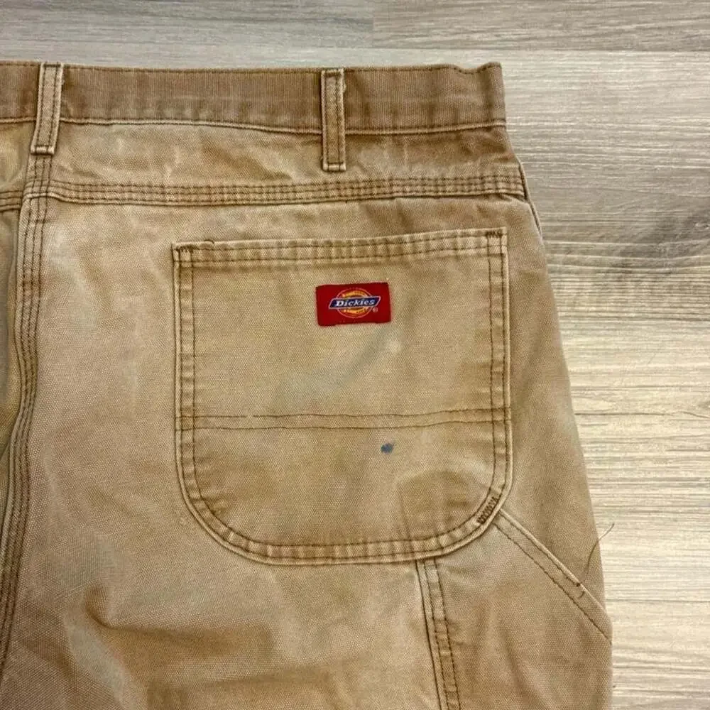 Dickies Duck Carpenter Utility Shorts Brown Canvas Workwear Size 38